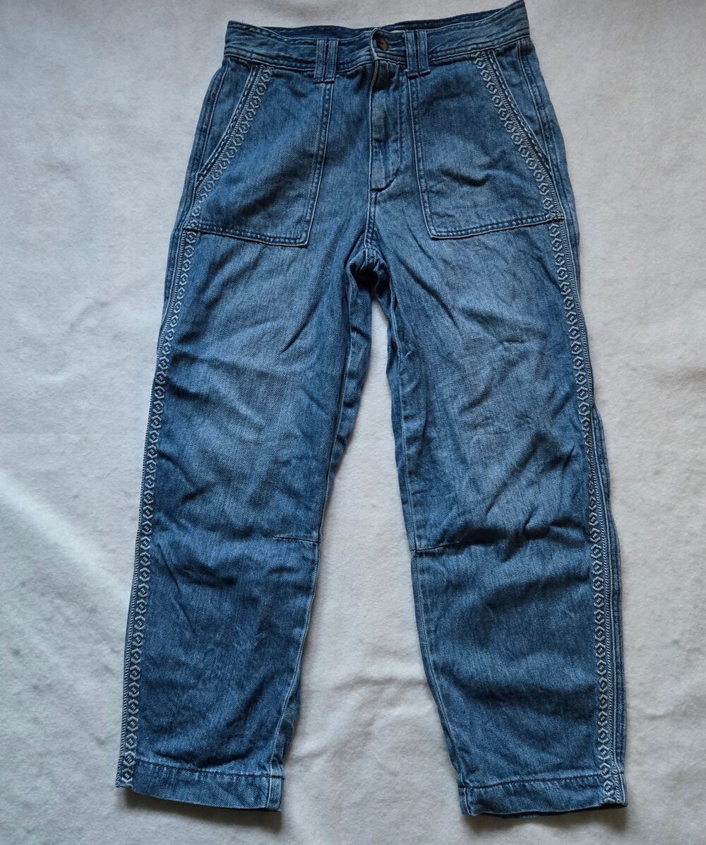 Sundance Utility Jeans Women's Embroidered Tuxedo Side Stripe Tapered Leg Sz 2